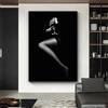 LZJAGXX Dipinto su tela con corpo di donna sexy in bianco e nero, raffigurante un bicchiere di vino, per un arredamento moderno per la camera da letto, il soggiorno, 70x100 cm, senza cornice.