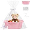 Yudobliss Cestino Intrecciato per Regali, 30 X 20 X 12 Cm Cestino Regalo Vuoto, Piccolo Cesto Tessuto, con Sacchetti Regalo E Nastri, per Compleanno, Matrimonio, Varie Feste, Regali per Le Feste (Rosa)