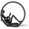 KiBcsLic Figura Seduta con Chitarra Opaco Nero Scultura Ad Anello Circolare Base Piatta Stabile Statua Pensatore Seduto per Scrivania, Esposizione Decorativa