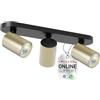 Oktaplex lighting Oktaplex Roma plafoniera con faretti da soffitto orientabili GU10, 3 luci | alluminio nero e oro, 33,5 cm in alluminio con attacchi GU10, per soffitto o parete, design moderno