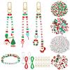 MWOOT natalizie Kit per portachiavi con perline, Set fai-da-te per portachiavi e braccialetti, con perline alfabeto, ciondoli, per lavoretti fai-da-te di Natale, regali e ciondoli per borse