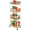 ArredoVivo Carrello portaoggetti stretto a 4 ripiani con ruote | Organizer verticale mobile per cucina, bagno, ufficio e piccoli spazi