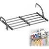 EUBSWA Stendibiancheria da balcone, estensibile, pieghevole, piccolo, per radiatore, stendibiancheria da parete, per esterni e interni, antivento, incluso (38-55 cm)