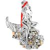 Generico Leonardo Argenti Dea Bendata su Cornucopia, Resina Argento Flashato, 14 cm, Dettagli Dipinti a Mano