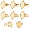Beebeecraft 8 componenti per Anello A Polsino Aperto in Oro | 304 Anello A Coppa con Castone In Acciaio Inossidabile 16x12mm Incastonatura Base Ovale Anello Grezzo Regolabile