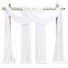 Showgeous 2 pannelli tende in chiffon per arco nuziale 28 x32ft tessuto bianco drappeggio arco tende in chiffon trasparente decorazioni in tela per soffitto