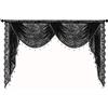 AZIDWERYQ Mantovana a cascata con nappe di perline 59x41 Tende in pizzo nero floreale vintage Tenda semitrasparente con tasca per asta Tenda gotica per Halloween, camera da letto, soggiorno.