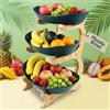 DWDHYEAN Fruttiera 3 Ripiani in Kunststoff, Portafrutta a Ripiani con supporto in legno Cesta Portafrutta per Frutta e Verdura Cestino di Fruttaper Snack in Cucina Domestica e Ufficio