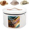 Hachera Contenitore Per Cappelli Pieghevole, Scatole Per Cappelli Rotonde Da Viaggio, Cappelliera, Cappelliera Rotonda Con Coperchio con Coperchio e Zip, Contenitori da Viaggio Rotondi(Beige)