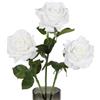 ICBOX 3 rose bianche artificiali, 12 cm, rosa finta realistica al tatto, stelo lungo 65 cm, rosa in seta bianca, fiori finti per bouquet da sposa, decorazione per casa, feste, giardino, colore: bianco