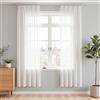 Vangao Tende per Interni a pacchetto per finestre camera da letto Cucina, Soggiorno Tende Bianche Trasparenti L 140 x A 200 cm Moderne 2 pezzi, Curtains per binario a soffitto cameretta shabby chic