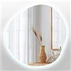 Generic Specchio Organico Illuminato 68x67 cm Luci LED Fredde Forma Irregolare Piccolo da Parete Sospeso Specchio con Illuminazione Stile Industriale Perfetto per Interni Boho