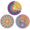 SHEGZHUC Set di 3 tovagliette con motivo a mandala, colorate, 15 cm, con diamante, con tappetino antiscivolo, da tavolo, per ciotole, pentole, padelle
