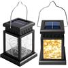 WIYETY - Lanterna solare da giardino sospesa: set di 2 lampade a energia solare, luce bianca calda, luce LED per decorazione esterna, per feste in giardino, terrazza, giardino e balcone, luce bianca