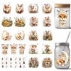 arricraft 10 pz Fox UV DTF Cup Wrap Transfer Sticker, 10 Stili Carino Cartone Animato Animale Carta Da Trasferimento Adesivi Da Strofinare PVC Tazza Avvolgere Decalcomanie Da Strofinare Impermeabili