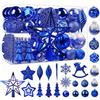 SHareconn Set 100 Palline di Natale Plastica, Decorazioni Albero, Blu | Plastica, Infrangibile, con Cordino, Facile Da Appendere, decorazioni albero di natale, da Interno o Esterno