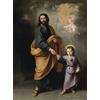 EQVRDCUW Famoso Dipinto Tela e Stampa Poster Parete Quadri San Giuseppe e Gesù Bambino di Bartolomé Esteban Murillo per Soggiorno 60x90cm