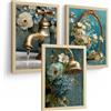 Nacnic Set Di 3 Stampe Decorative Per Il Bagno Eleganti Poster Per Pareti, Lavandino, Doccia, Wc E Bagno, Decorazioni Vintage Con Rubinetto, Specchio E Doccia Dorata A4 Senza Cornice
