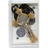 GTBITALY 10.022.90 LACSCA Croce San Benedetto in Legno di ulivo Sagomata con Collana Laccio 8 cm con Scatola Regalo e Preghiera Italiano