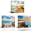 PIY PAINTING Stampe e Quadri su Tela Paesaggio sul Mare Immagine Vista sulla Spiaggia Fotografia con Cornice Murale Tela Wall Art Home Decor Cucina Oficina Regalo di Anniversario 3x 30x30cm