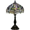FUMAT Lampada da tavolo in vetro colorato Tiffany con libellula blu, lampada decorativa retrò, lampada da tavolo, lampada da comodino, paralume in vetro colorato