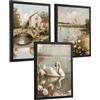 Nacnic Set 3 Quadri Pittura A Olio Moderni Stampe Impressioniste, Arredamento Salotto Camera Da Letto Cucina Bagno A4 Black Frame