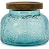 LINGSHINE - Barattolo di vetro decorativo blu da cucina con coperchio in legno ermetico da 25,4 once, contenitore per caffè, zucchero, tè, biscotti, caramelle, farina, snack per animali domestici |