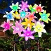 VEEKAY Luci Solari da Giardino,4 Pezzi 16 LED Luce Solare Esterno, Luce Solare LED Esterno con Fioritura 16 Fiori Lily,IP65 Impermeabile Lampade Solari da Giardino,con Luce Colorata per Patio, Prato