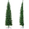 GYMAX 210 cm Albero di Natale a Metà Illuminato, con 150 Luci a LED, 450 Rami, Supporto in Metallo, Perfetto per Angoli e Stanze Piccole, Ideale per Casa e Negozio