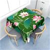 Chickwin Tovaglia Quadrata Antimacchia Impermeabile in Poliestere, Tovaglia da Tavola con Motivo Fiore di Loto 3D, Copritavolo per Cucina, Sala da Pranzo, Fest (200x200cm,Stagno di Loto)