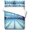 Generic Set Copripiumino Singolo Piscina, Set di Biancheria da Letto Nuoto in Morbida Microfibra Stampa 3D, Copripiumino 140x200 con Cerniera 2 Federe 50x80 cm A-829