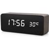 Generico Sveglia Digitale LED da Comodino con Display Grande NERA, Orologio Elettronico con Temperatura, Data, Allarme, Controllo Sonoro e Luminosità Regolabile, per Camera da Letto e Ufficio