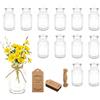 Aojahkjew Set di 12 vasi in vetro da 125 ml, mini corda di iuta, decorazione per matrimonio, trasparente