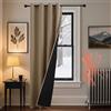 PONY DANCE Tende Pesanti Antifreddo Doppio Strato Tenda Oscurante 100% | 1 Pezzo L140 x A240 cm, Moca, Termica Isolante, per Porta, per Camera da Letto, Spesso, Thermal Curtain, con Anelli