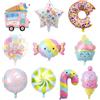 CHROMACRAFT 10 Pezzi Di Palloncini Colorati Con Caramelle, Palloncini Decorativi Con Ciambelle Gelato, Palloncini Foil Grandi, Palloncini Compleanno Per Bambini, Palloncini Decorativi Per Feste Estive