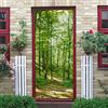 A.Monamour Adesivo Porta Autoadesiva Alberi Verdi Natura Foresta Paesaggio Vinile PVC Adesivi per Porte Interne 3D Pellicola Adesiva Poster Sticker Murale Decorazione da Parete Carta da Parati
