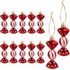 DAHI Set di 12 Decorazioni per albero di Natale, Caramelle da Appendere, Bastoncini di Zucchero Natalizi in Plastica, Decorazioni Palline Natalizie (rosso-C)