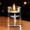 TMZELOA Gesù Porta Candele Vetro Trasparente Portacandele Votivi in Cristallo K9 Portacandela Moderno Lanterna Elegante per Casa Soggiorno Terrazzo Natale Pasqua Idee Regalo