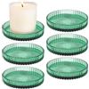 Sxutop 6 Pezzi Piatti per Candele in Vetro Verde Piattino Porta Candela | Portacandele per Candele a Pilastro Portacandela Tealight Candela da Tavolo per Natalizie Matrimonio Decorazione Casa Festa