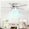 Moddeny Ventilatore da soffitto moderno a basso profilo con ventilatore da soffitto per camera da letto a 5 pale in acciaio inossidabile leggero Ventilatori da soffitto a LED con luci e telecomando