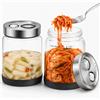 Diesisa 2 Borosilicato Barattoli per Fermentazione 1L per Kimchi Crauti | Barattolo per Fermentazione con Doppia Valvola Airlock & Graduazioni Precise Vaso per Fermentazione Ermetici e Antiscivolo