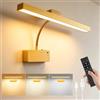 AMFUN Lampada da Parete Ricaricabile Senza Fili per Quadri, Luci LED Applique con 3 Temperature di Colore, con Telecomando, per Quadri, Freccette, Gallerie d'arte - Oro