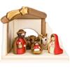 THUN Set capanna, Sacra Famiglia, bue e asinello, rosso | Ceramica