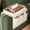 Techchii Organizer per braccioli da divano, multifunzionale, con braccioli, antiscivolo e tasche multiple, offre spazio per bevande, telefoni cellulari, riviste, libri e snack (beige)