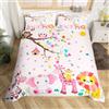 Homewish Set di biancheria da letto con copripiumino singolo con animali della giungla, leone e giraffa, motivo animali selvatici, elefante, zebra, decorazione per la camera da letto, colore: rosa