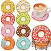 OkarinaArt 8 sottobicchieri a forma di ciambella con supporto, 5D fai da te, set fai da te per adulti, sottobicchieri antiscivolo, diamantati per principianti e bambini