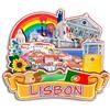 Quwsne Calamita da frigorifero Lisbona Portogallo magnete da frigorifero souvenir da viaggio in città regali turistici 3D classici punti di riferimento artigianali fatti a mano decorazione della casa