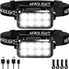 SERIONR Torcia Frontale LED Ricaricabile,Set di 2 Super Luminosa Lampada Frontale,5 Modalità di Luce,Sensore di Movimento,IPX6 Impermeabile Torcia da Testa per campeggio,Jogging,Pesca,Emergenza