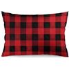 QSMGHKD Federa per cuscino rettangolare, 30 x 50 cm, motivo a quadri rossi e neri, in peluche super morbido, per divano, letto, camera da letto, soggiorno, decorazione per la casa, 30 x 50 cm