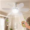 AKOFIC Ventilatore da Soffitto con Luce e Telecomando, 52cm LED Dimmerabile Lampadario, 3 Velocità, Timer, 3 Temperature Colore, E27 Lampadario Ventilatore per Camera da Letto, Ufficio, Garage (Bianco)